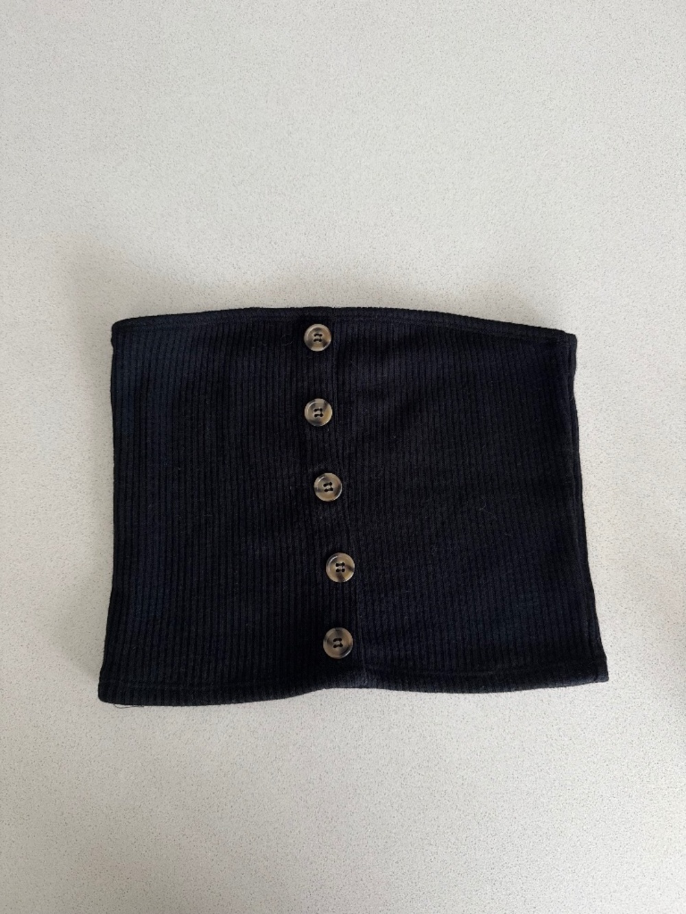 Black Ribbed Button Front Tube Top Size S Strapless Tube Top Bandeau
